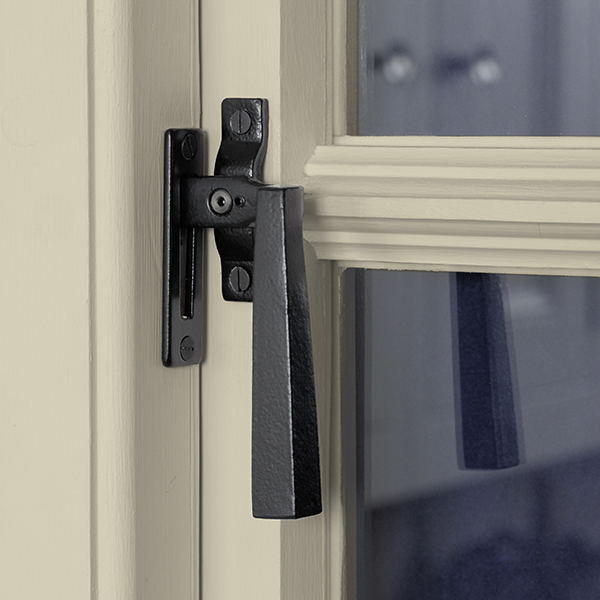 Arundel Casement Fasteners Flat Black fitted to Window - FB1138