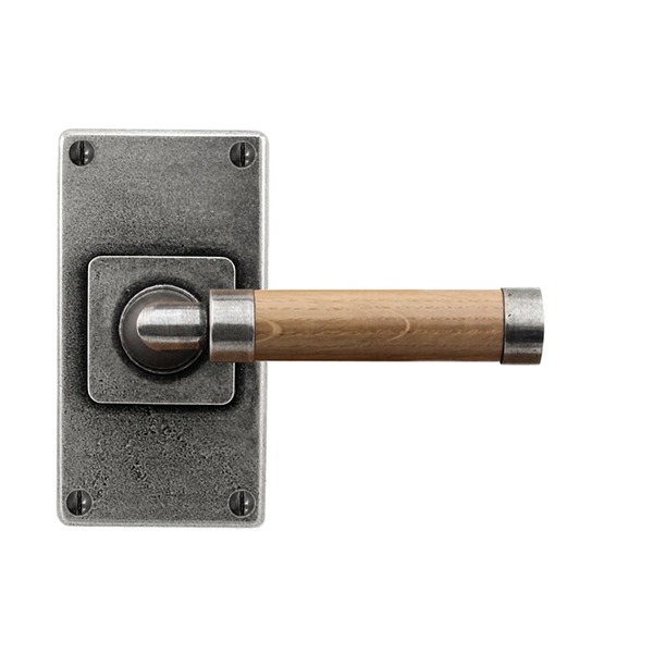 Milton Jesmond Pewter and Oak Door Handle on Backplate FD147