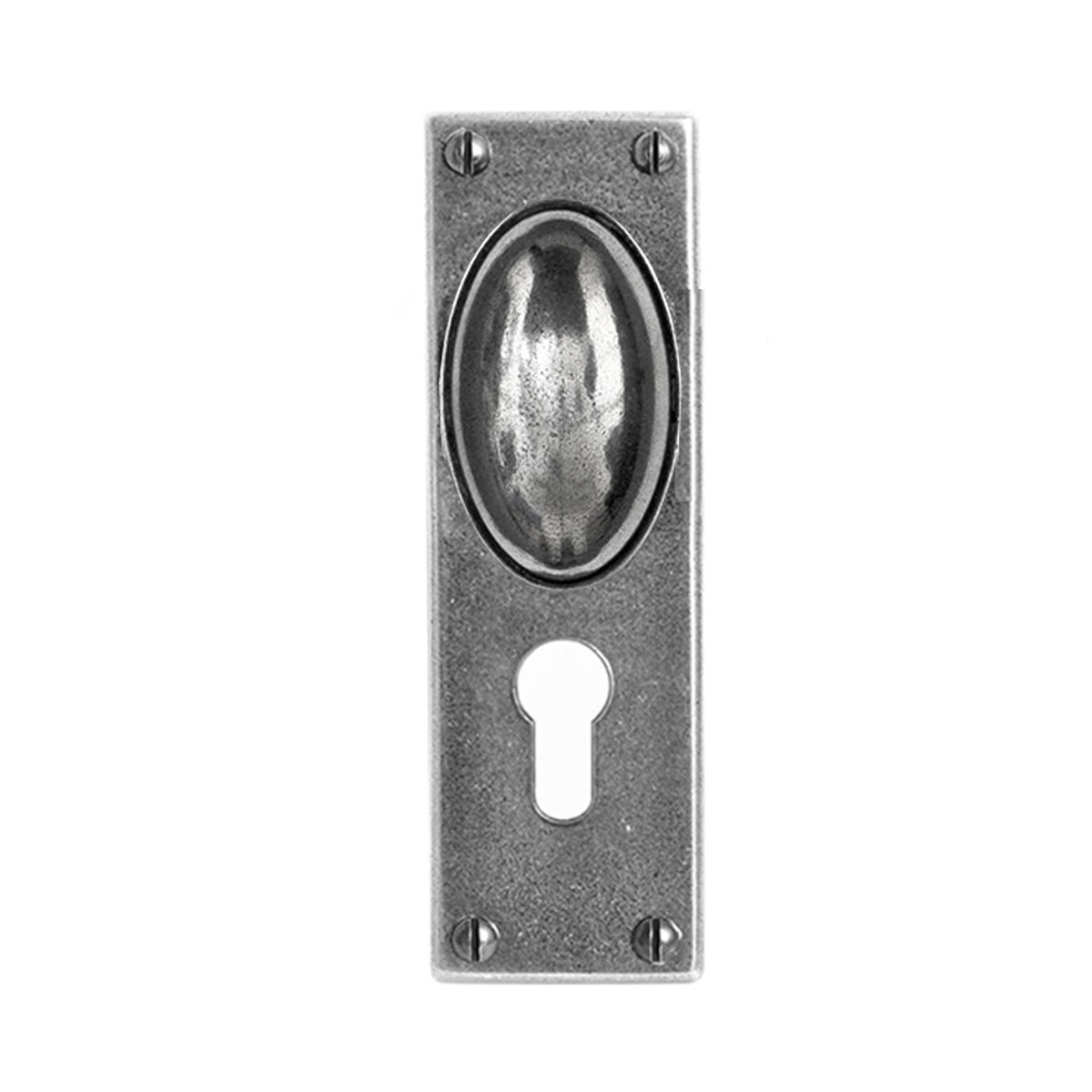 Oval pewter door knob