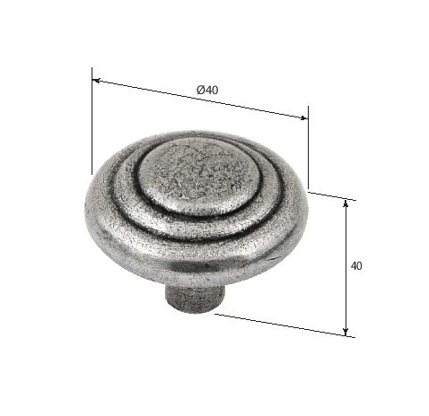 pewter cupboard knob with ringed detail