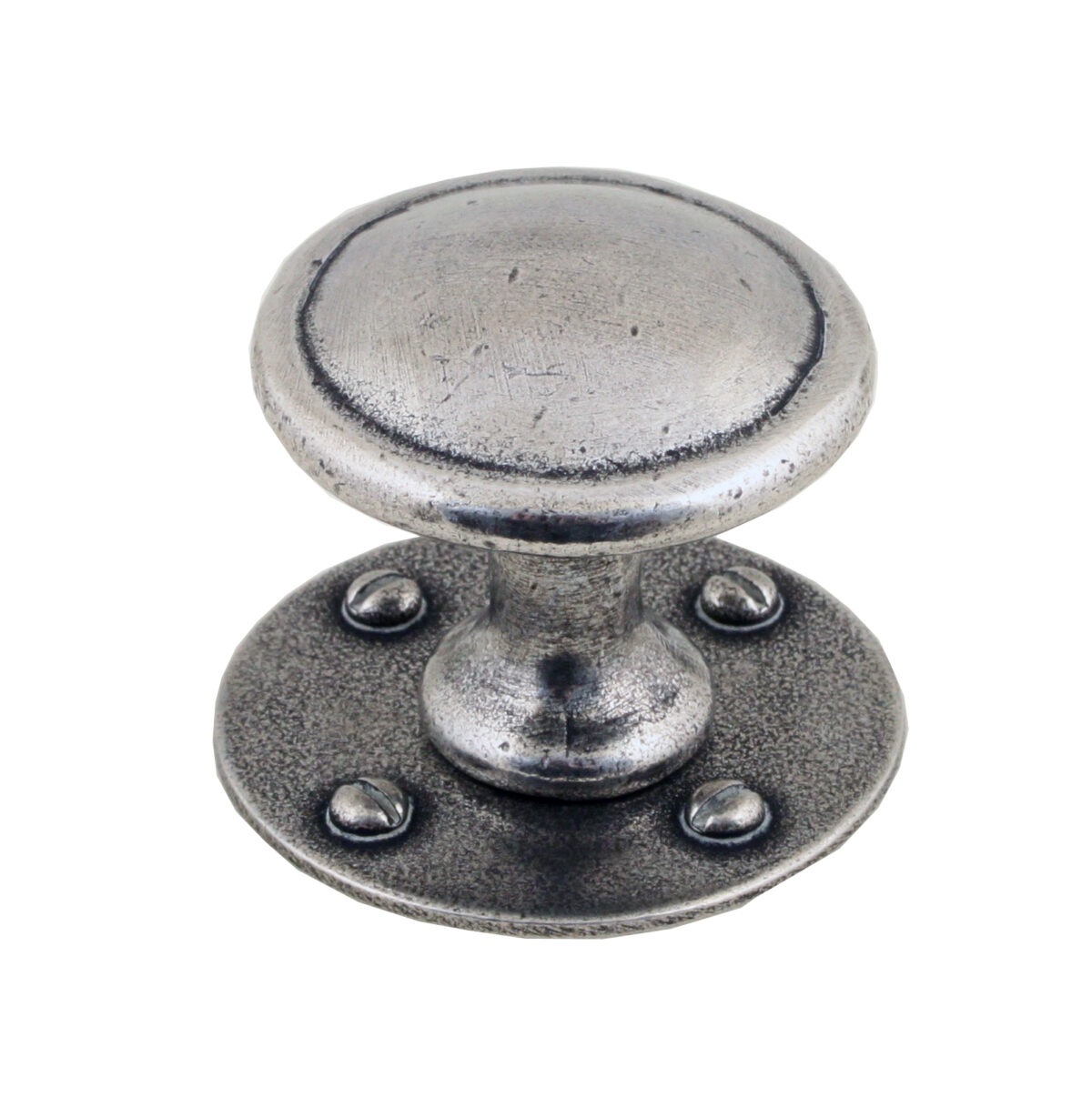Chester pewter cupboard knob with PBP006 backing plate