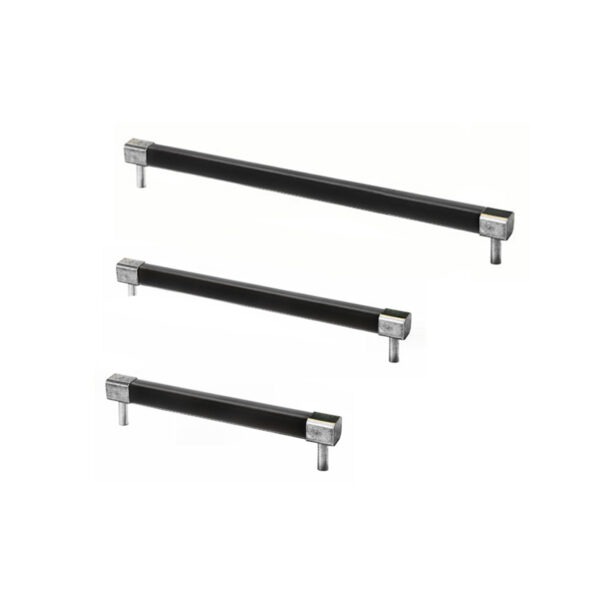 Black leather bar handle