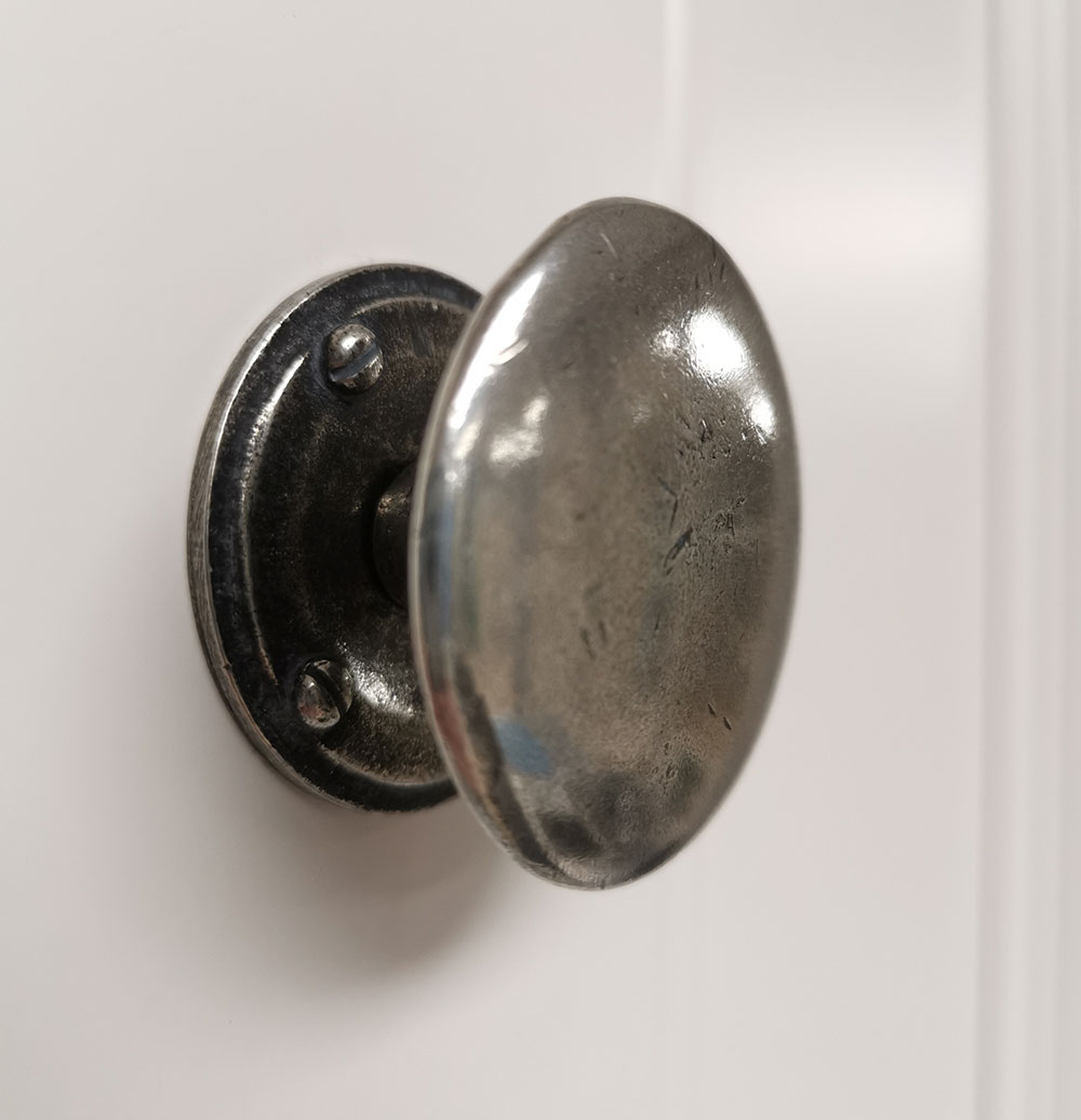 Finesse Luna Pewter Cupboard Door Knob, Pewter Cabinet Knob With Backplate