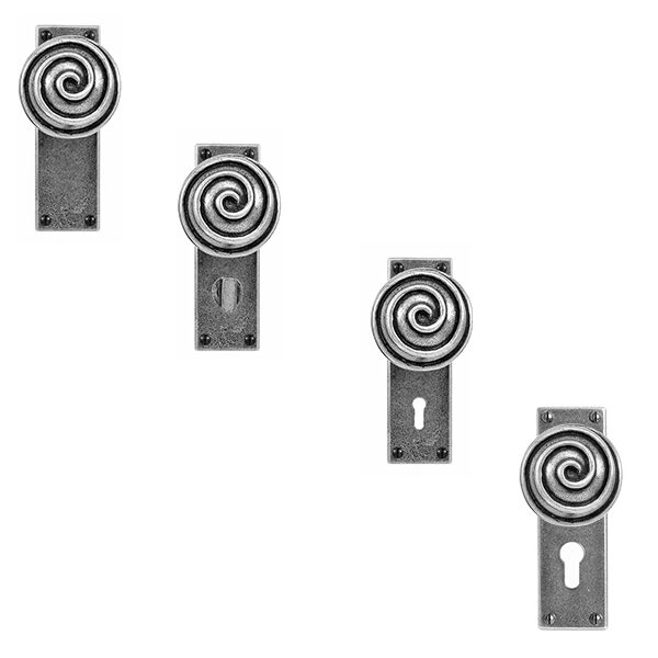 Swirl pewter door knobs