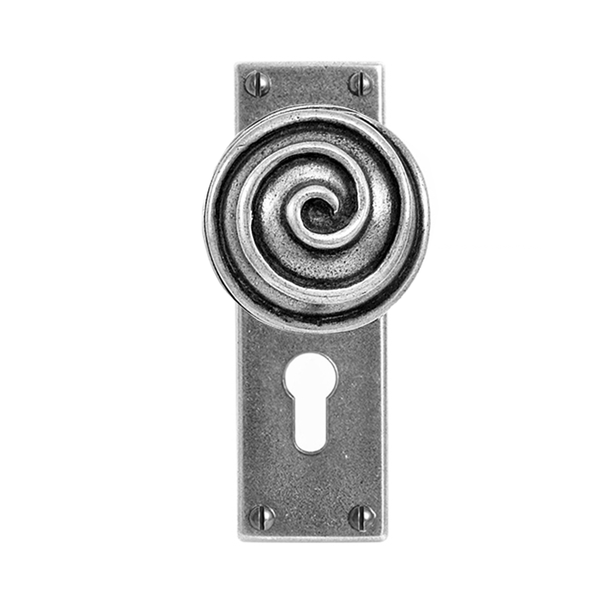 Swirl pewter door knob - locking